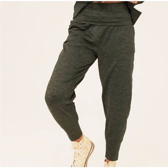 Aerie Pants Women's XS Green Heathered Offline Hugger Jogger Foldover - Picture 1 of 5